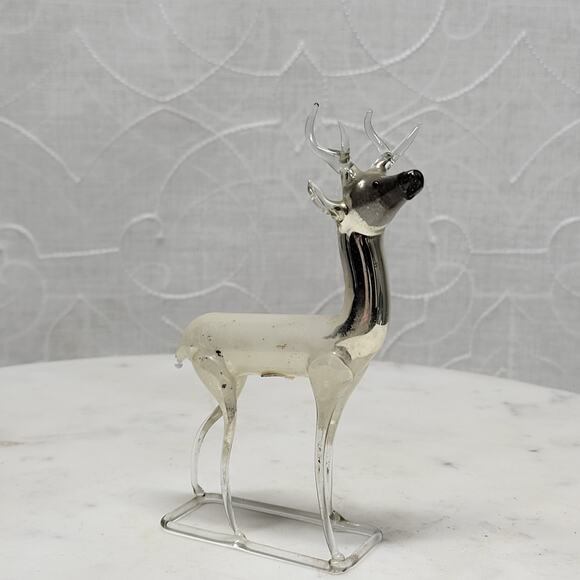 VTG Bimini Reindeer 4.5” Silver Gray Mercury Glass Set of 3 Germany Delicate - Picture 3 of 16